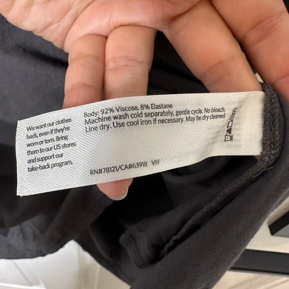 Eileen Fisher Size M Charcoal Grey Short Sleeve Tunic‎ Length Top Lagenlook - Picture 4 of 4